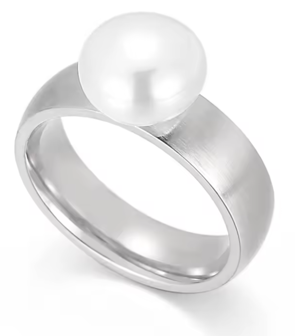 White Simulated Pearl Ring for Women
