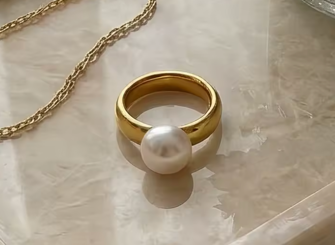 White Simulated Pearl Ring for Women