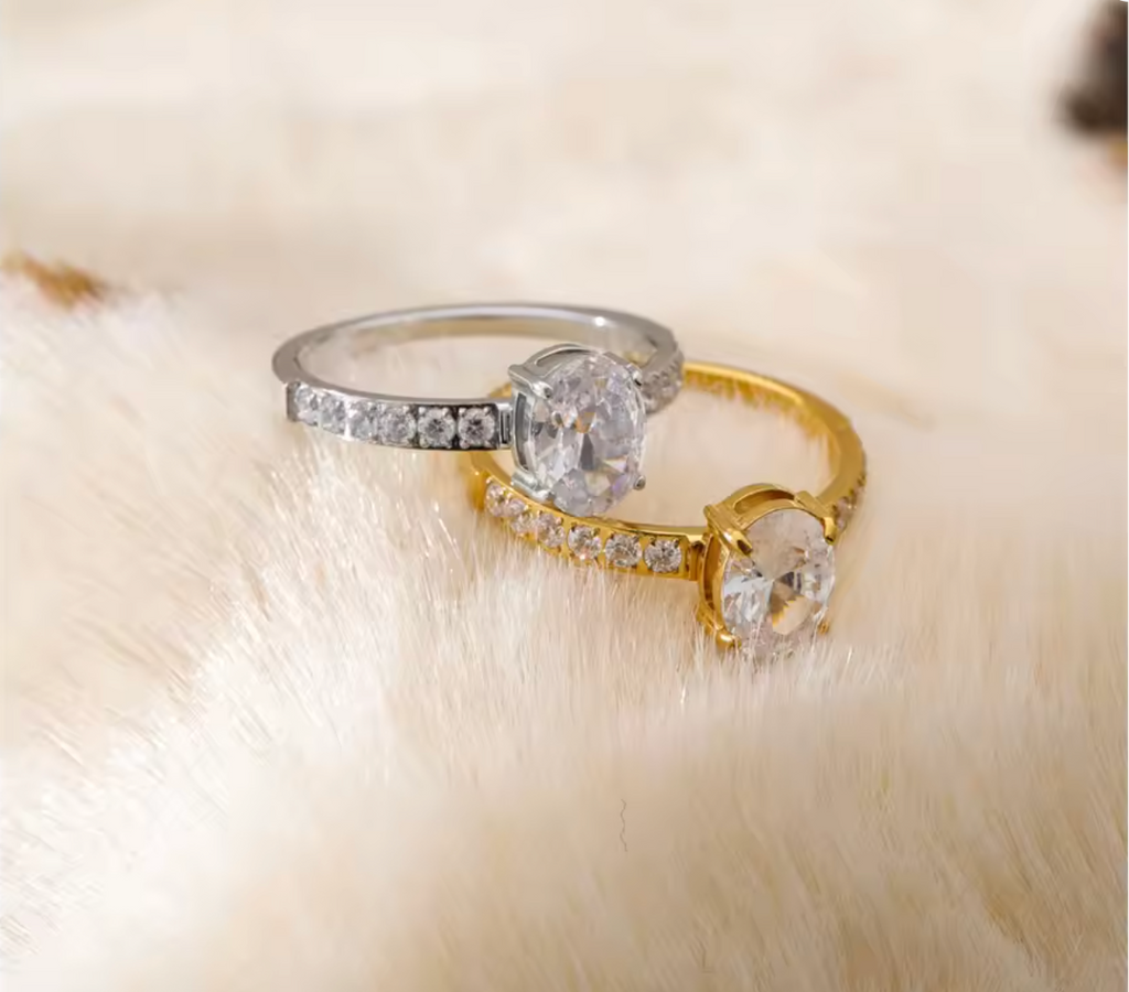 Shiny Cubic Zirconia Engagement Wedding Ring for Women