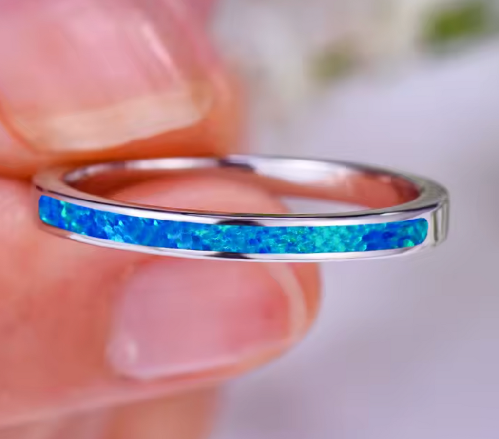 Female Charm White Fire Opal Stone Ring