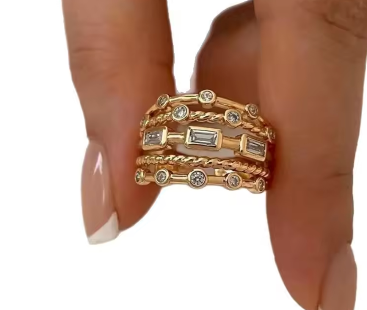 Stainless Steel 18K Gold Plated Sun Ring for Women