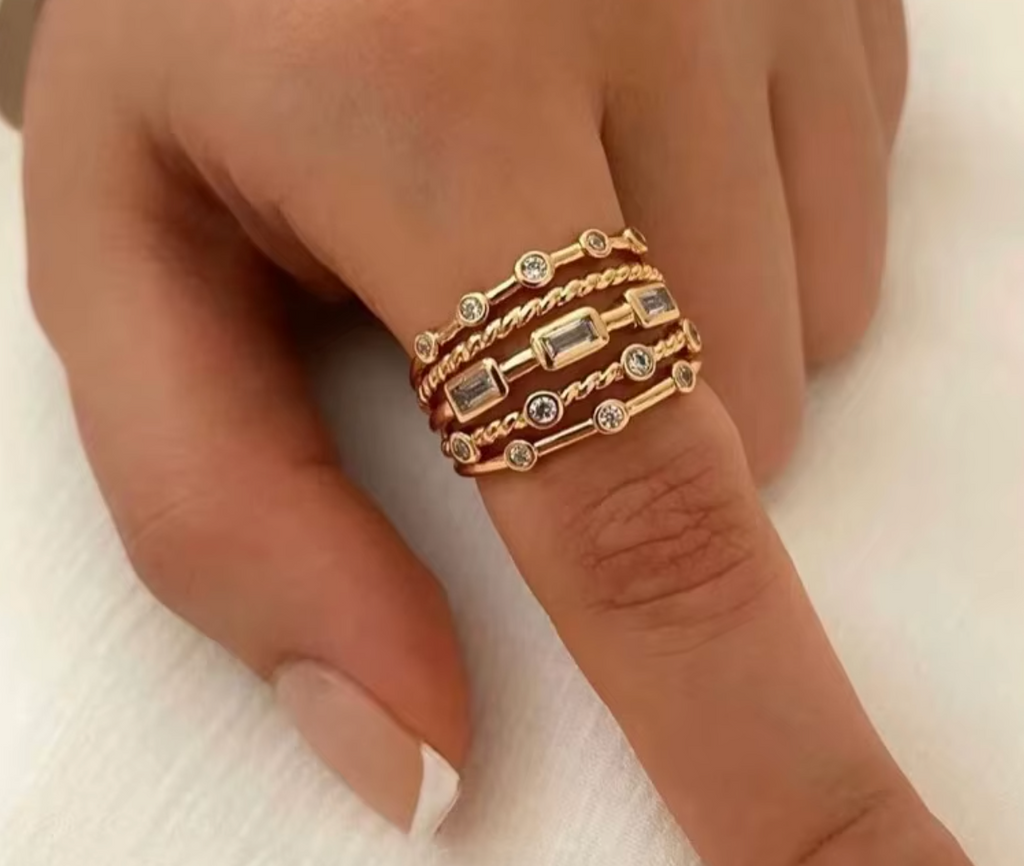 Stainless Steel 18K Gold Plated Sun Ring for Women