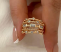 Stainless Steel 18K Gold Plated Sun Ring for Women
