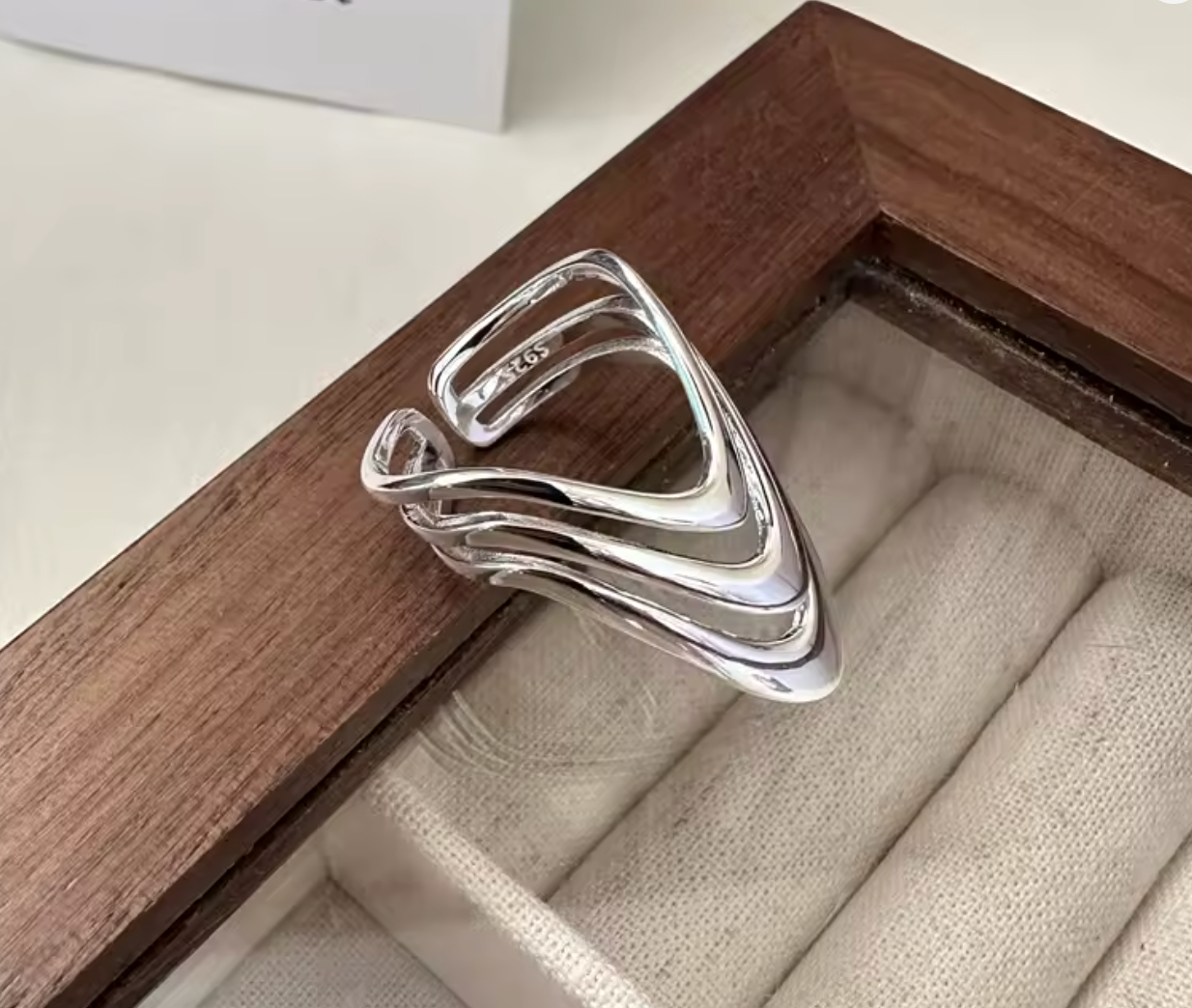925 Sterling Silver Three-Layer Dress Ring for Women