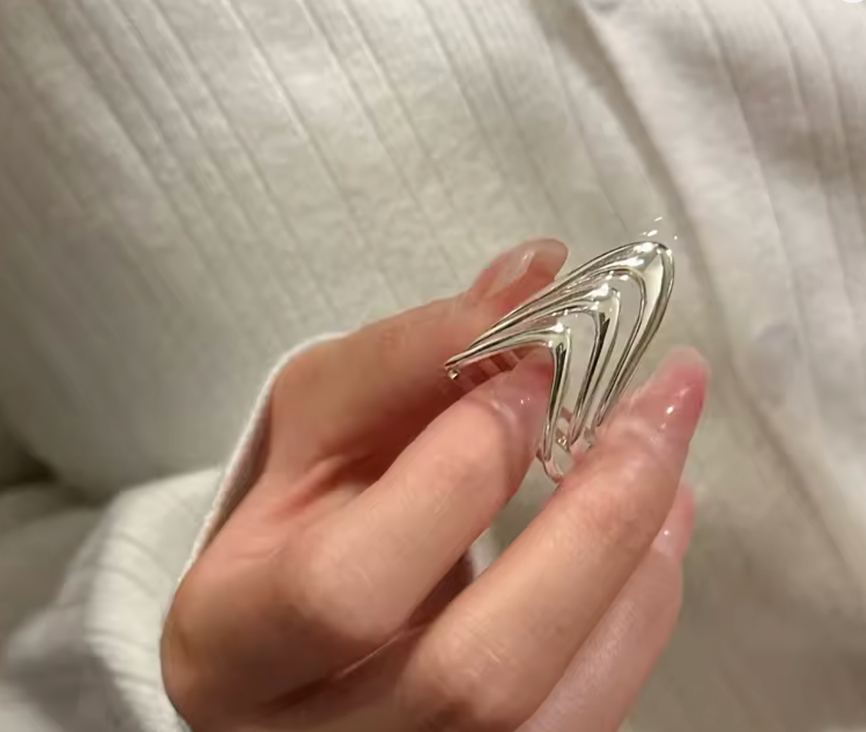 925 Sterling Silver Three-Layer Dress Ring for Women
