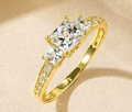 Three Stone Princess Cut CZ Simulated Diamond Engagement Ring