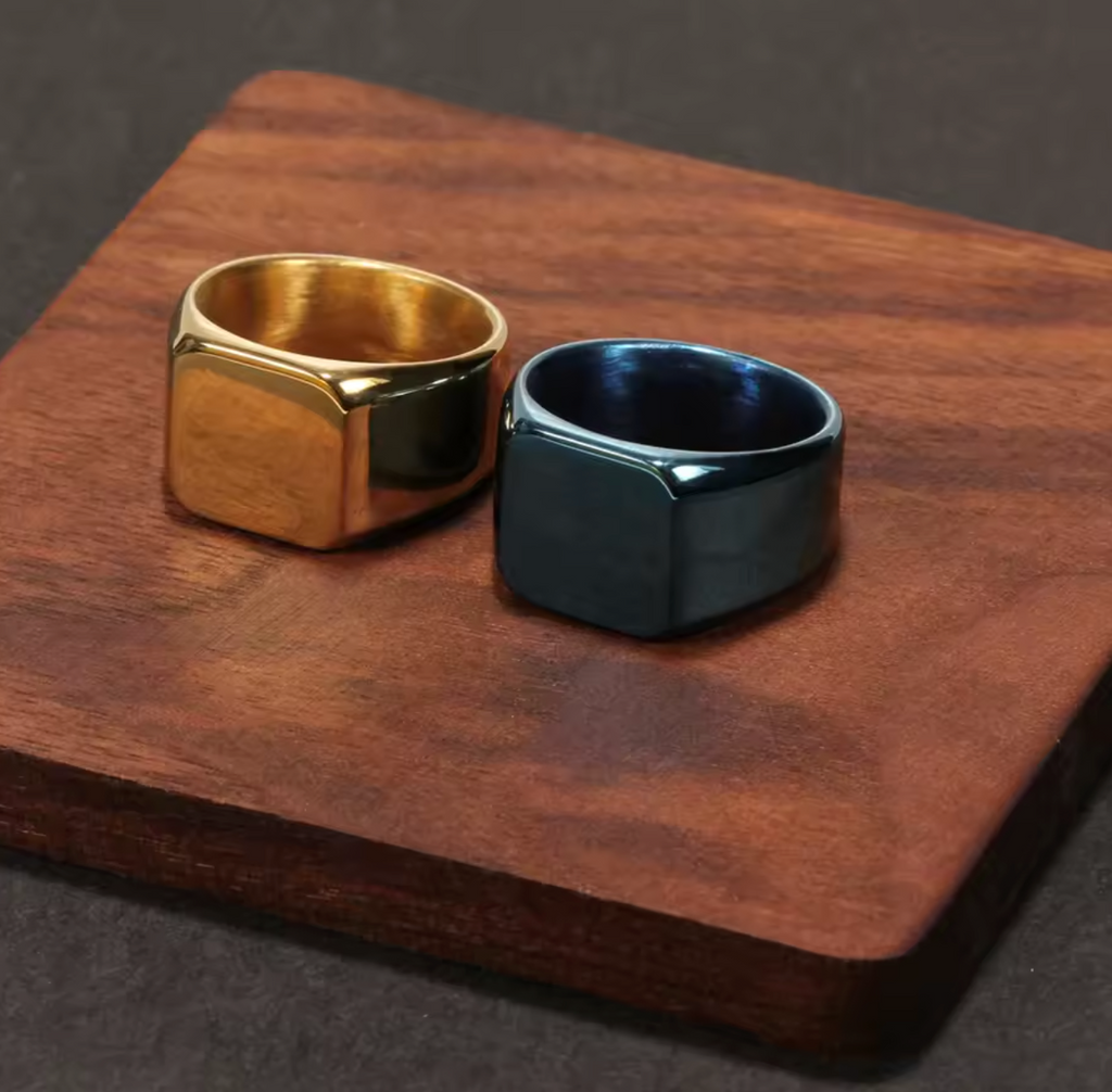 Stainless Steel Square Plain Seal Signet Ring for Men