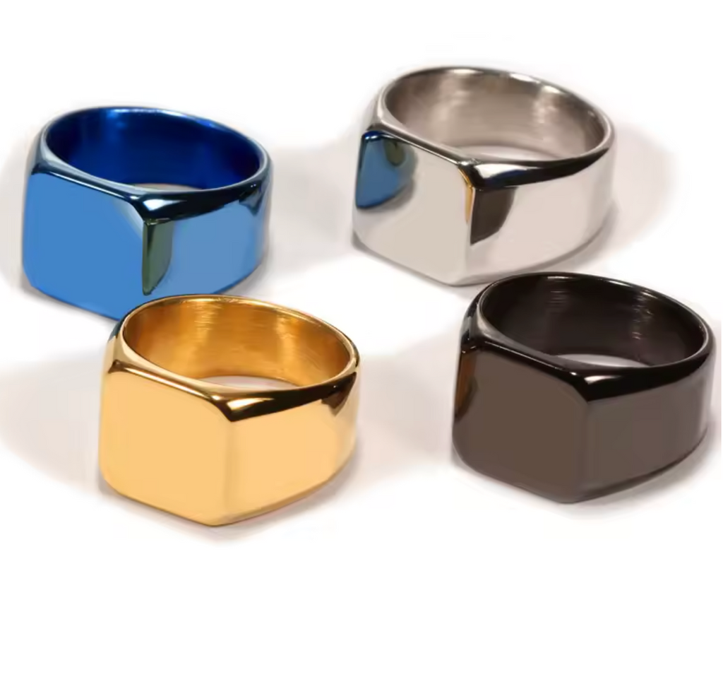 Stainless Steel Square Plain Seal Signet Ring for Men