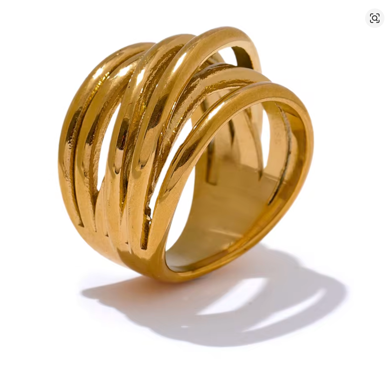 Stainless Steel 18K PVD Gold Plated Geometric Wide Ring
